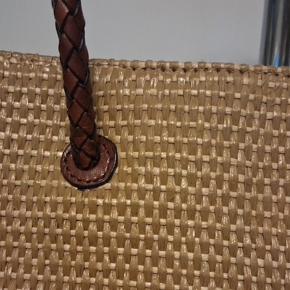 Etienne Aigner Woven Leather Tote Bag Tan Brown Vintage Classic - Picture 4 of 11